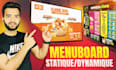 design digital screen menu board for restaurant