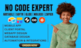 design airtable baserow database, glide app, softr noloco client portal, zapier