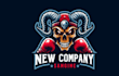 design skull head fighter mascot logo with unlimited revision