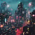 create a cyberpunk futuristic city art