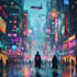 do a futuristic cyberpunk city design