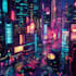 create a cyberpunk futuristic city art