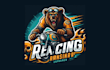 do modern bear racing mascot logo with express delivery
