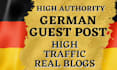 give high dr70 dofollow german guest post backlinks