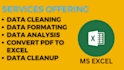 clean, format, merge, split excel data