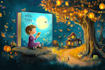 create a cute children book illustration and cover