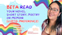 beta read your novel, short story, poetry, or memoir, lgbtq preference