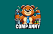 make stunning animated bear mascot logo with unique style