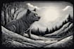 engraving linocut style digital drawing art