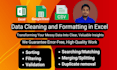 do ms excel data cleaning and formatting, merging, splitting, sorting, deduping