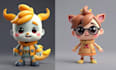 design cute 3d model character, 3d game, toys and rendering with cartoon style