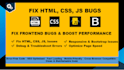 fix frontend bugs in HTML, CSS and javascript