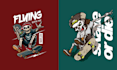 do illustration skeleton skate logo and t shirt design