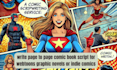 write page to page comic book script for webtoons graphic novels or indie comics