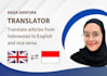 translate english article to bahasa indonesia like a native, and vice versa