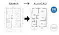 draw, redraw 2d architectural floor plan, blueprint autocad