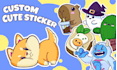 draw custom cute kawaii stickers for print and digital use