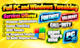 optimize, repair, tweak, overclock your PC computer for gaming fortnite valorant
