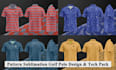 design pattern sublimation for golf polo t shirt and tech pack with mockup