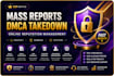 provide instagram banning, mass report bot, takedown, harassment removal service