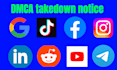 assist with dmca takedowns for reddit, tiktok, facebook, etc