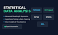 do statistical data analysis in r, python, spss, stata, sql