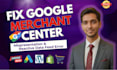 reactive google merchant center misrepresentation, product data feed error