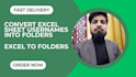 convert excel sheet usernames into folders automatically