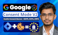 setup google consent mode v2, gdpr, ccpa cookie banner for ga4, ads