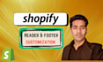 fix header, footer or redesign shopify store pages