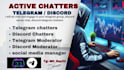 do 30 telegram chatter, twitter marketing discord chatters telegram moderator