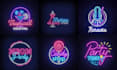design creative neon sign light text style logo