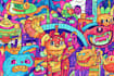 create colorful doodle art illustration