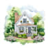draw house illustration watercolor style