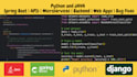 do python and java spring boot API, backend and web apps