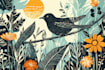 illustrate botanical and animal linocut illustration