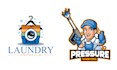 create amazing cartoon clean laundry logo