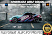 design sports car wrap design, racing car wrap, custom car wrap, vehicle wrap