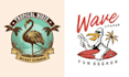 create retro hand drawn summer ostrich logo