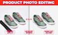 edit shoe photos for ecommerce, remove background,add shadow