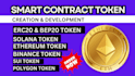 develop customize smart token contract, token creation erc20 bep20 sol polygon