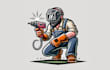 do custom welder man mascot logo design  strong, bold, unique