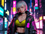 do a cyberpunk anime art illustration