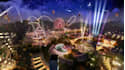 3d cgi amusement park, theme park, central theme, water park, resort park design