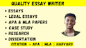 do case study, apa and mla essay, legal essay, research, and citation in harvard