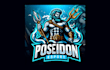 design creative poseidon mascot logo with express delivery