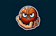 create unique angry ball with hand mascot logo with free source file