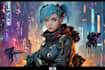 draw sci fi , cyberpunk , mecha, fantasy character design