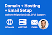 buy domain, setup web hosting, email, or migrate your website