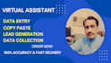 data entry, web research, copy paste and excel data entry
